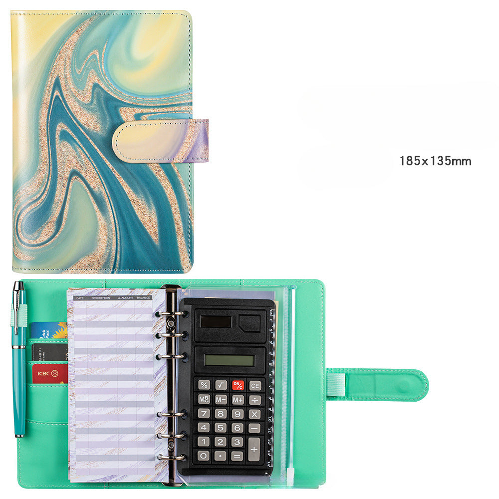 Wholesale A6 Loose Leaf PU Leather Cash Budget Envelope Loose Leaf Zipper Sticker Notebook